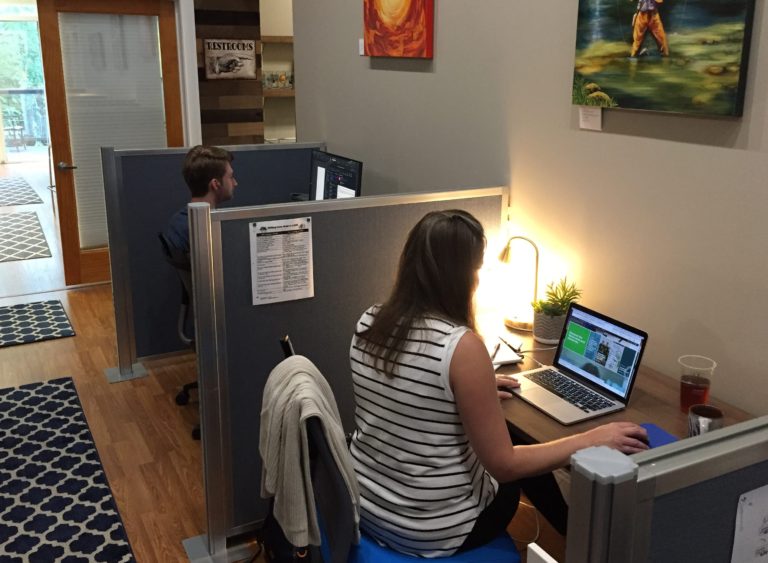 People working at Focal Point Coworking in Asheville, North Carolina