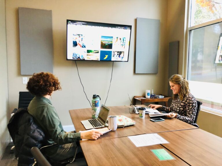 Client meeting in the Emerald Conference room at Focal Point